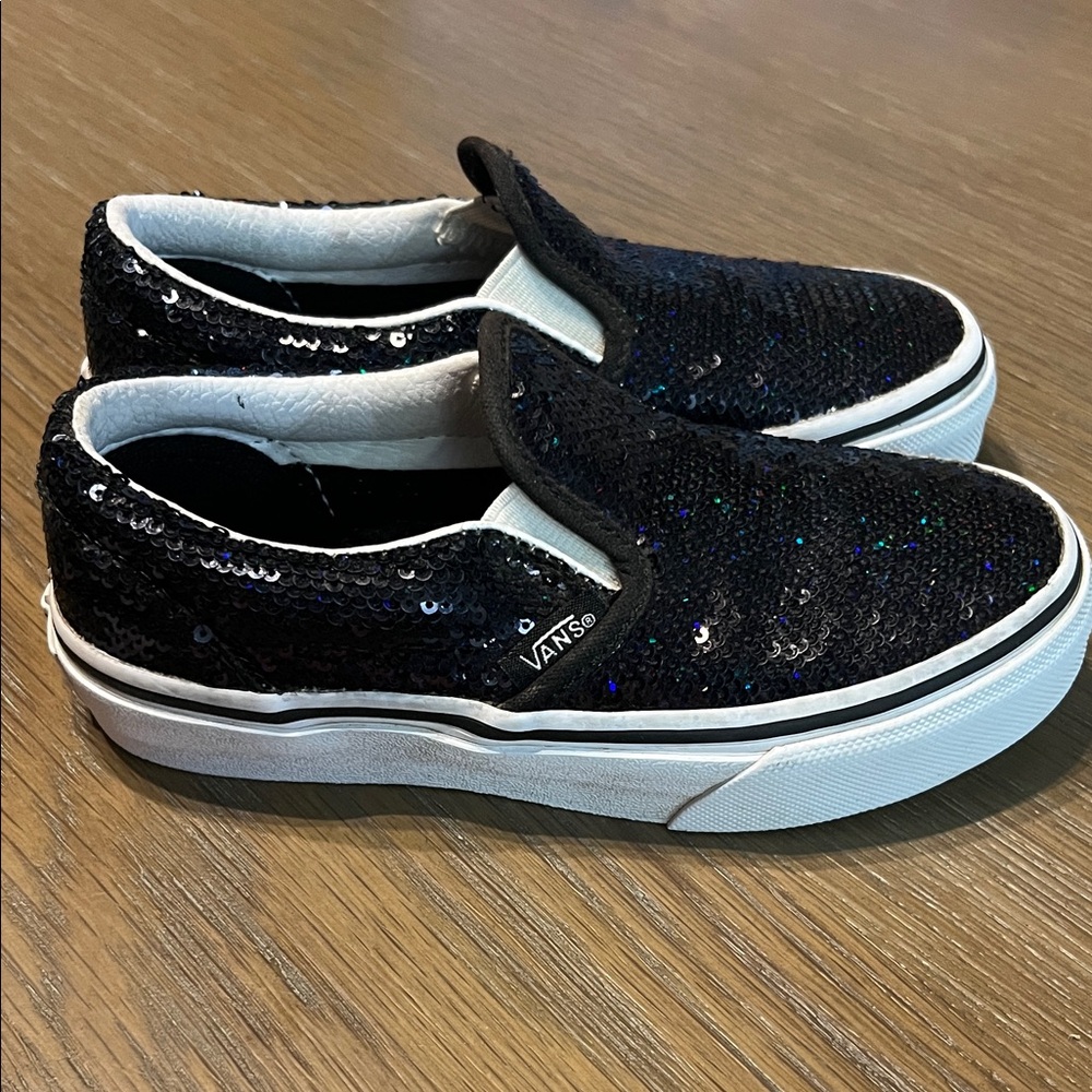 Vans Black Sequin Kids Slip-On Sneakers - Picture 5 of 6